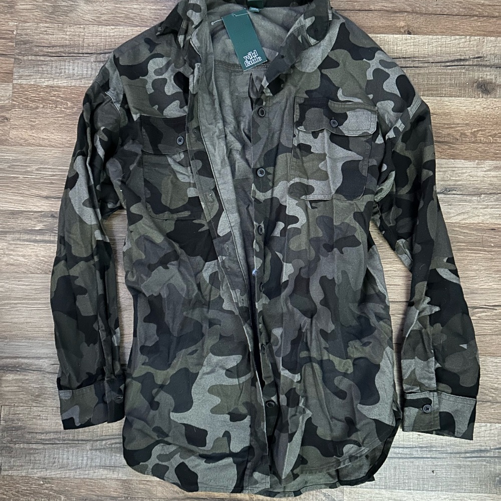 Oversized Camo Button-Up Shirt